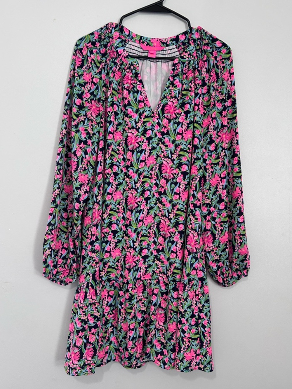 Lilly Pulitzer Lucee Long Sleeve dress, Low Tide Navy Garden Variety S